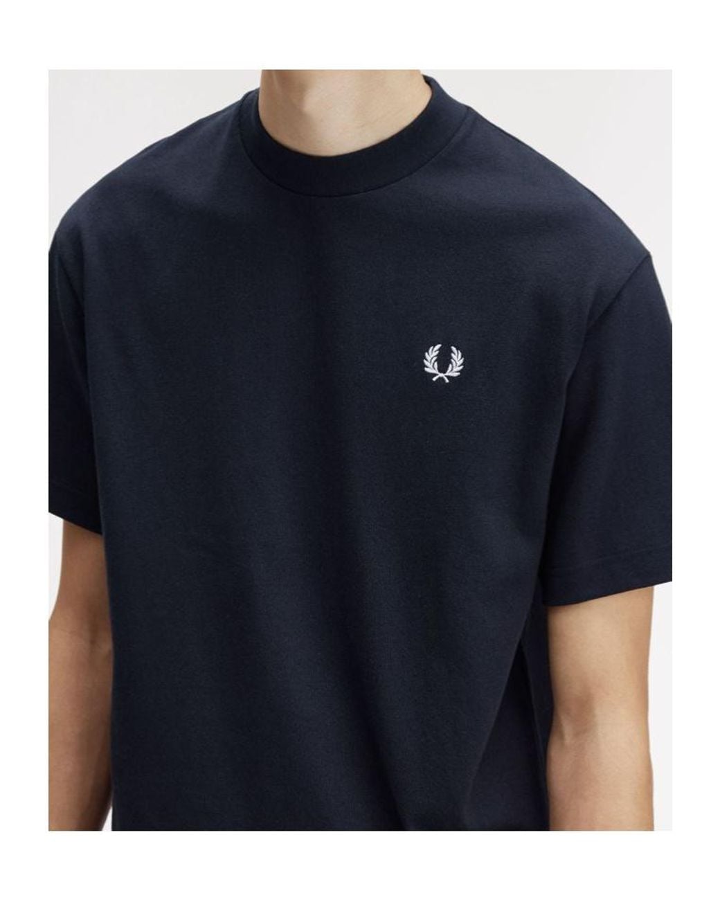 Fred Perry Blue Embroidered-Logo Cotton T-Shirt for men