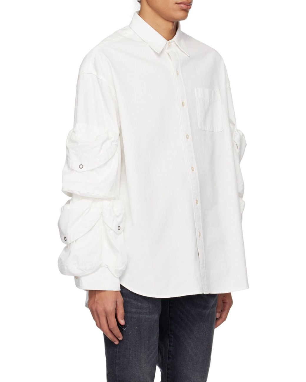 R13 White Cargo Pockets Button-Up Shirt