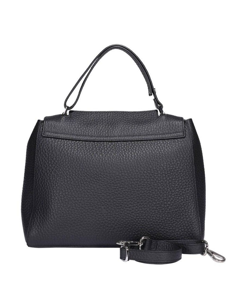 Orciani Black Sveva Logo Lettering Medium Shoulder Bag