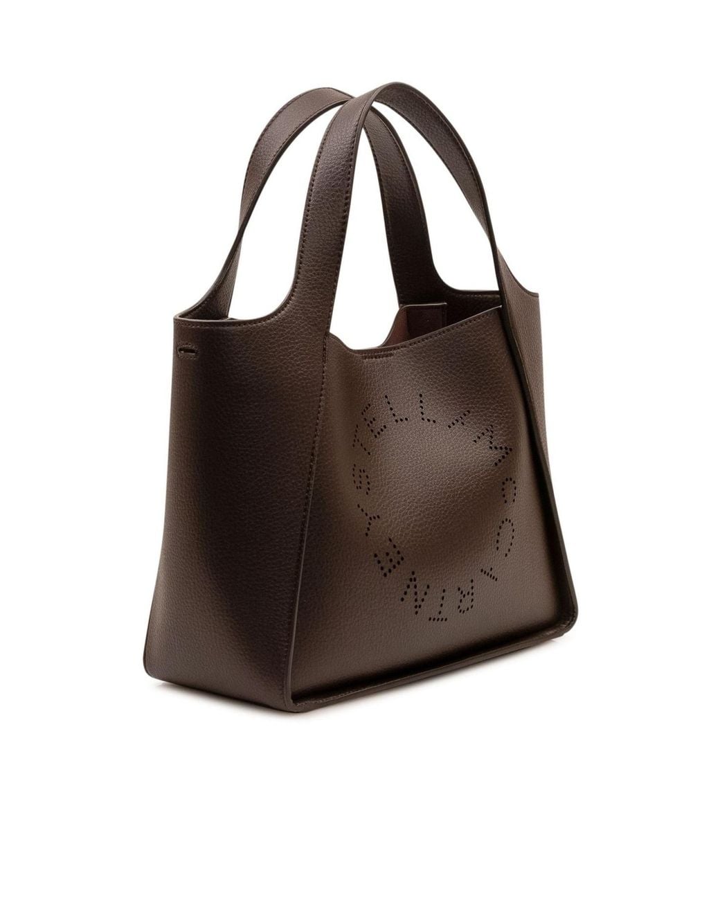 Stella McCartney Brown Logo Perforated Shoulder Bag
