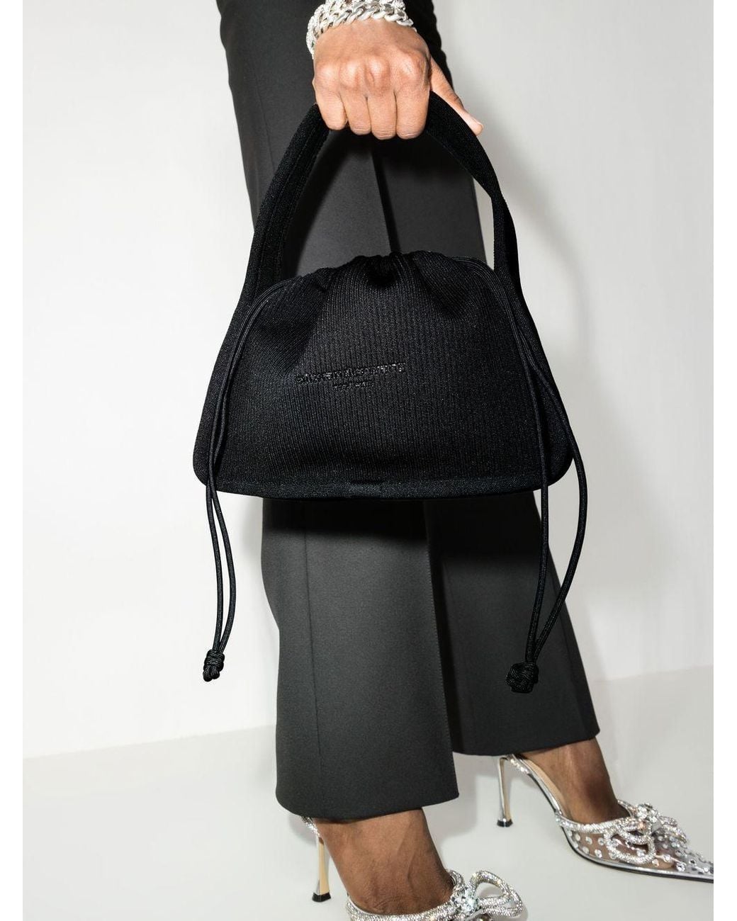 Alexander Wang Black Ryan Small Knitted Top Handle Bag