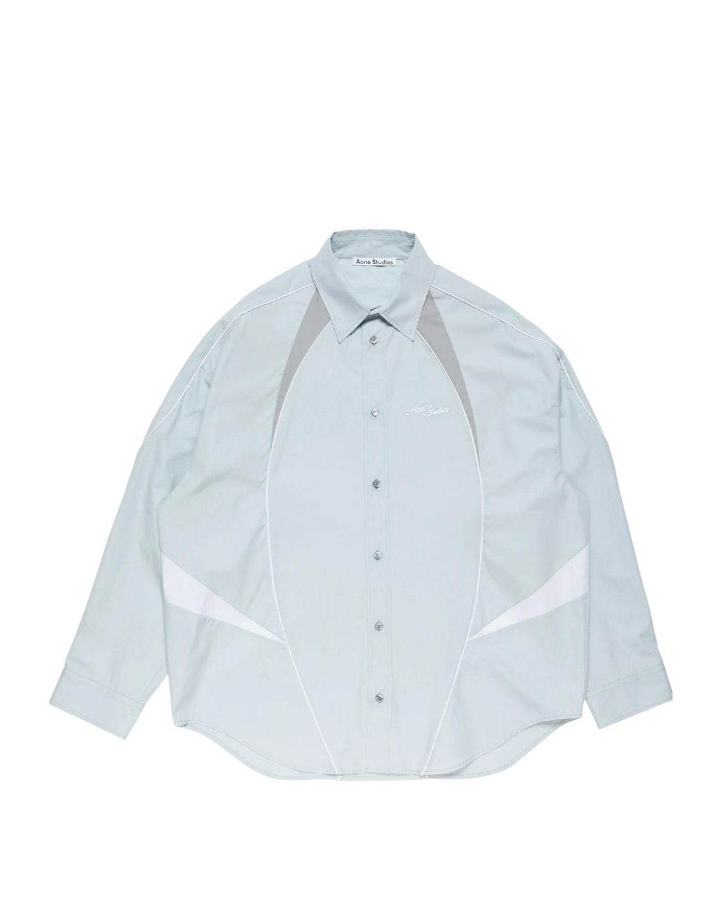 Acne Blue Embroidered Logo Button-Up Shirt for men
