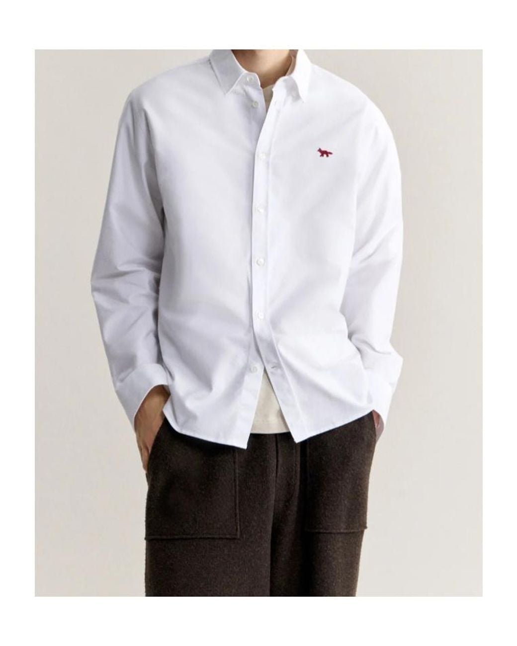 Maison Kitsuné White Profile Fox Casual Shirt for men