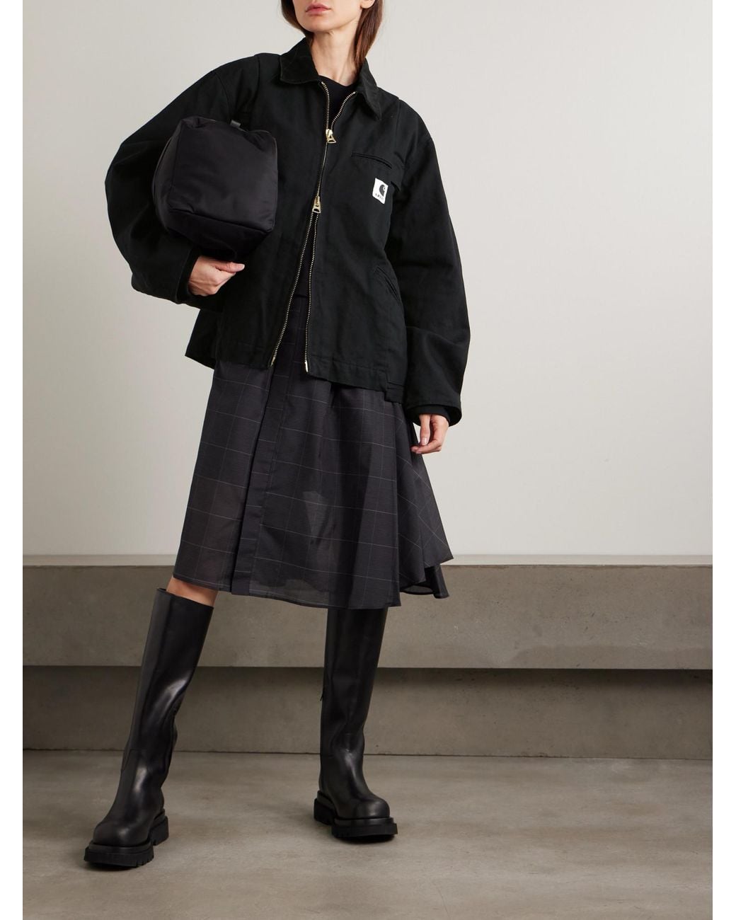 Sacai Black X Carhartt Logo Patch Zip-Up Jacket for men