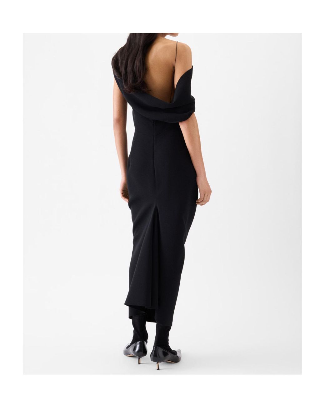 Jacquemus Black Draped One-Shoulder Dress