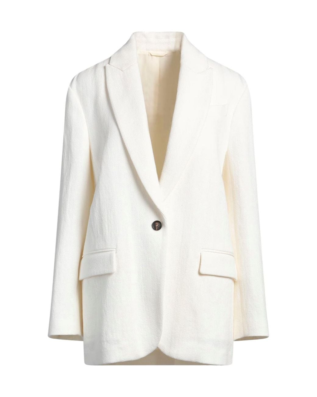 Brunello Cucinelli White Minimalist Single-Breasted Blazer