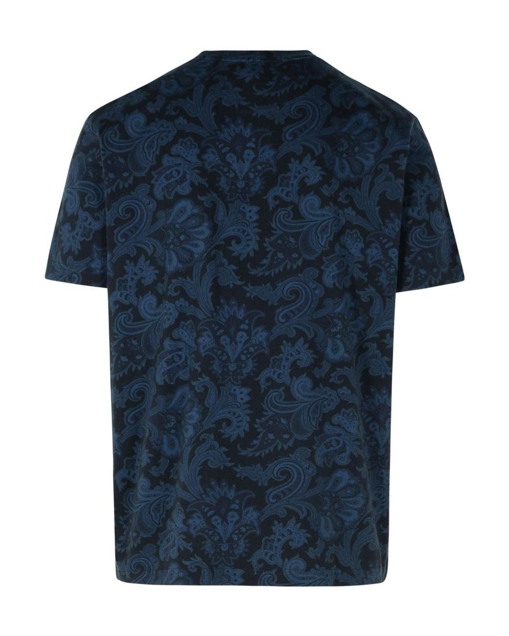 Etro Blue Paisley Printed Roundneck T-Shirt for men