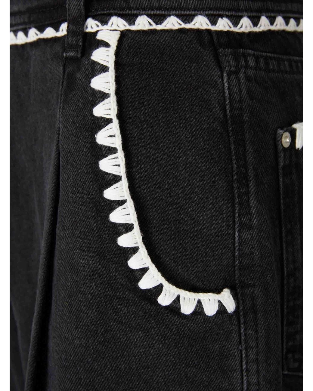 Farm Rio Black Crochet-Embroidered Jeans