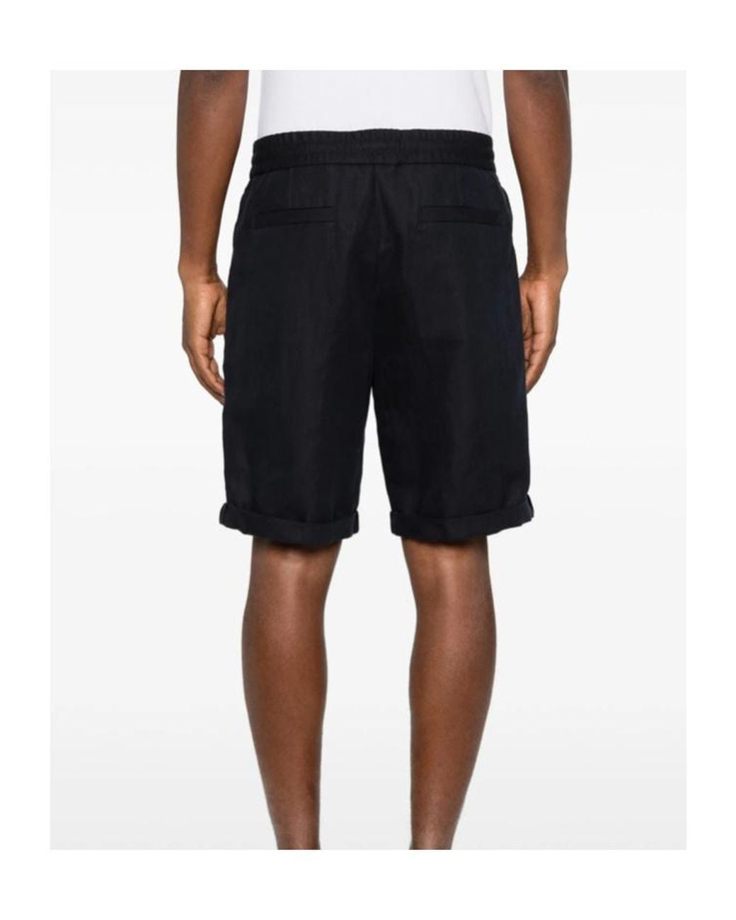 Brunello Cucinelli Black Drawstring Pleated Shorts for men