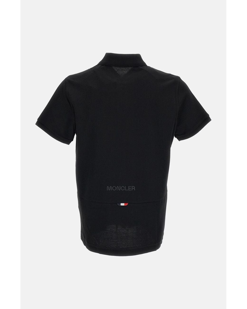 Moncler Black Logo Patch Short-Sleeved Polo Shirt for men