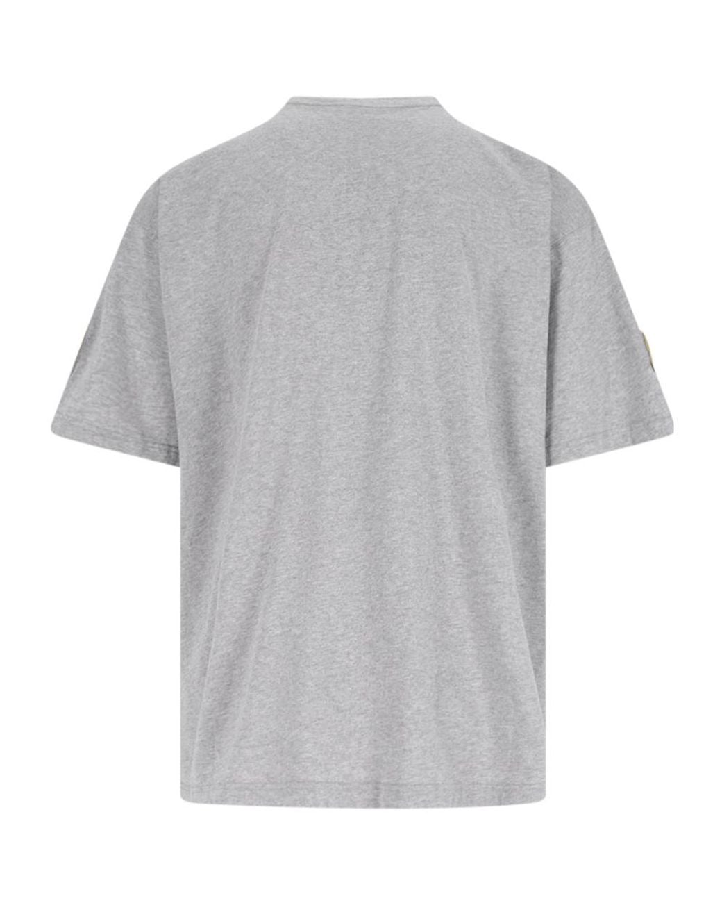 Balenciaga Gray Logo Embroidered Crewneck T-Shirt for men