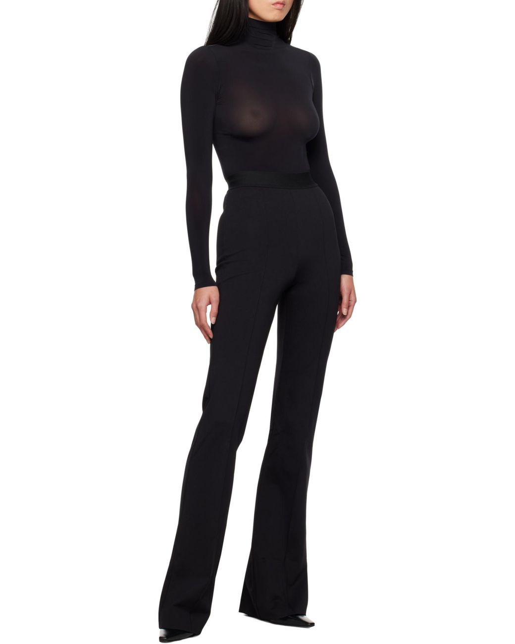 Wolford Black Buenos Aires String Semi-Sheer Bodysuit