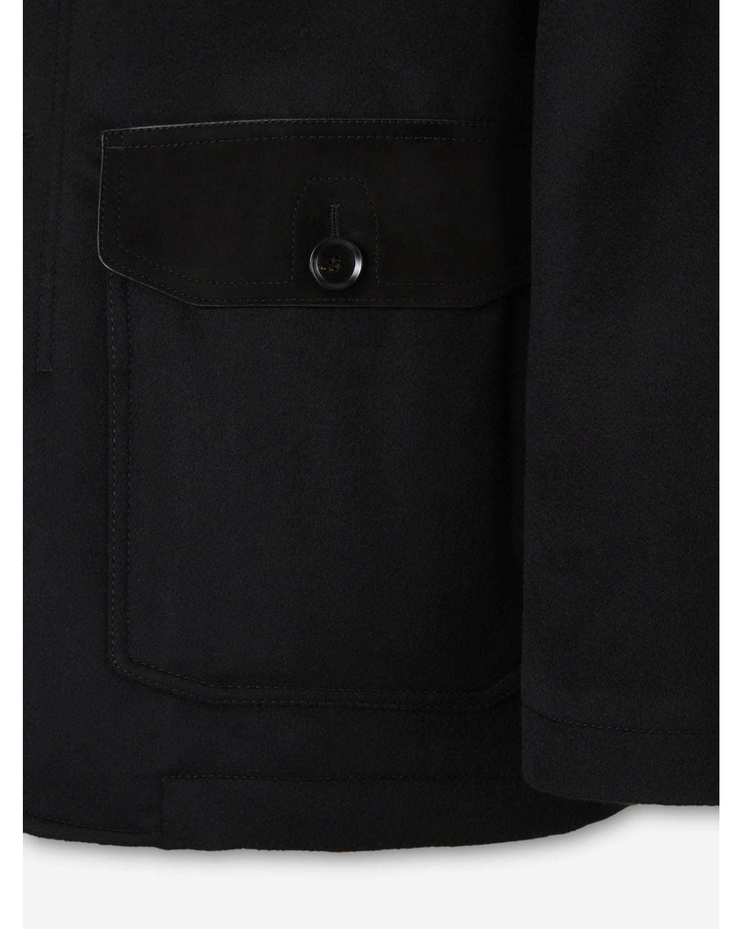 Brioni Black Short Cashmere-Wool Coat for men