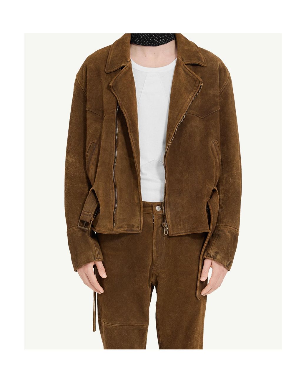 MM6 by Maison Margiela Brown Suede Biker Jacket for men