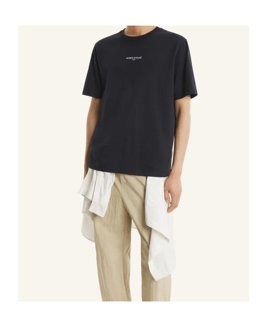 Maison Kitsuné Black Maison Kitsuné Paris Logo T-Shirt for men