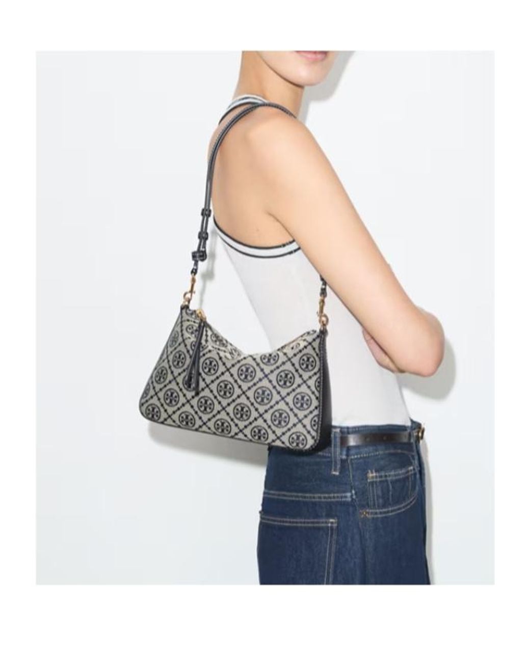 Tory Burch White T-Monogram Shoulder Bag