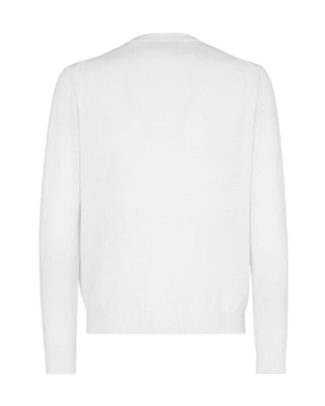 Fendi White Logo Plaque Crewneck Knitted Jumper for men