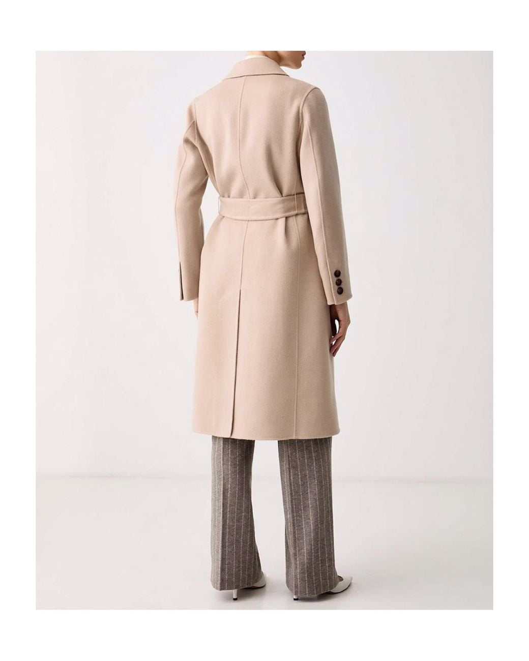 Marella Natural Laghi Double-Breasted Belted Coat