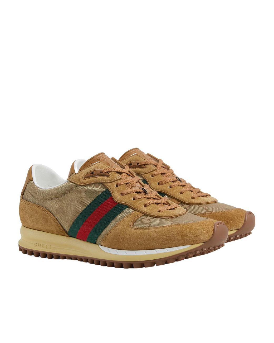 Gucci Brown Panelled Lace-Up Sneakers for men