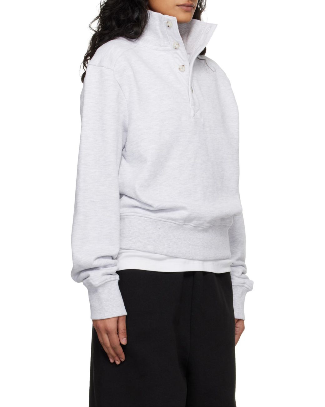 Entire studios White Button Mock-Neck Sweater for men