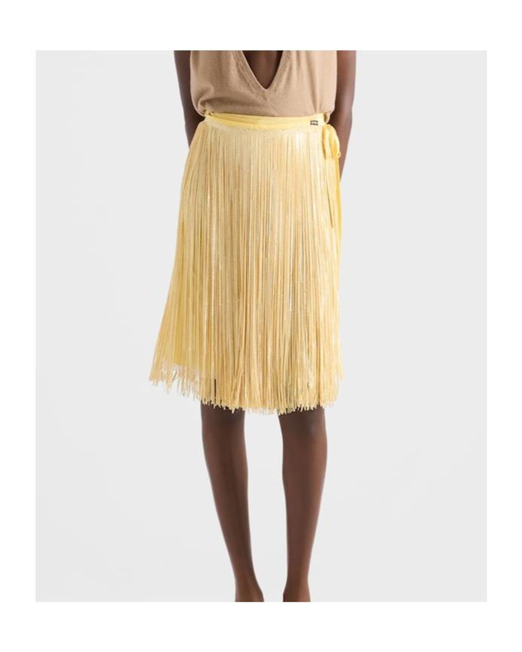 Prada Yellow Skirt With Sequin Fringe
