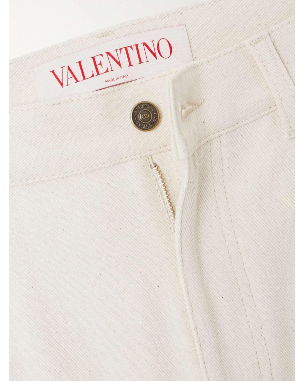 Valentino White Logo Patch Floral Patterned Jeans