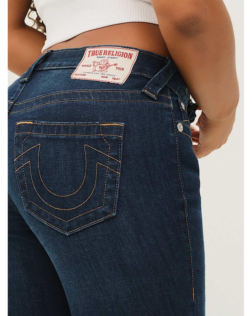 True Religion Blue Billie Mid Rise Straight Jean