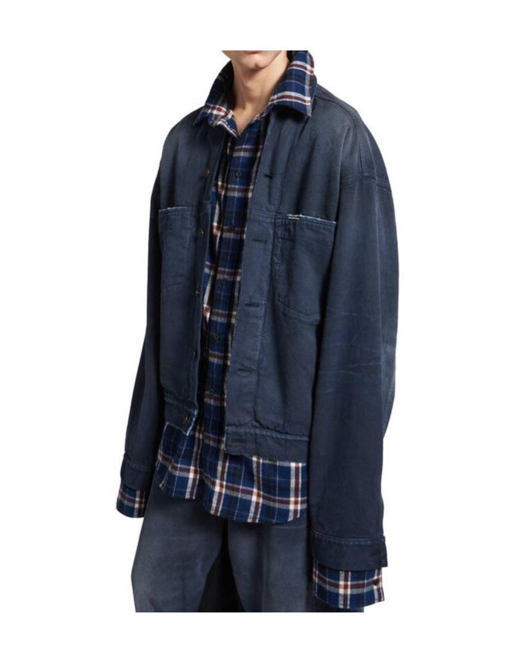 Balenciaga Blue Patched Shirt Jacket for men