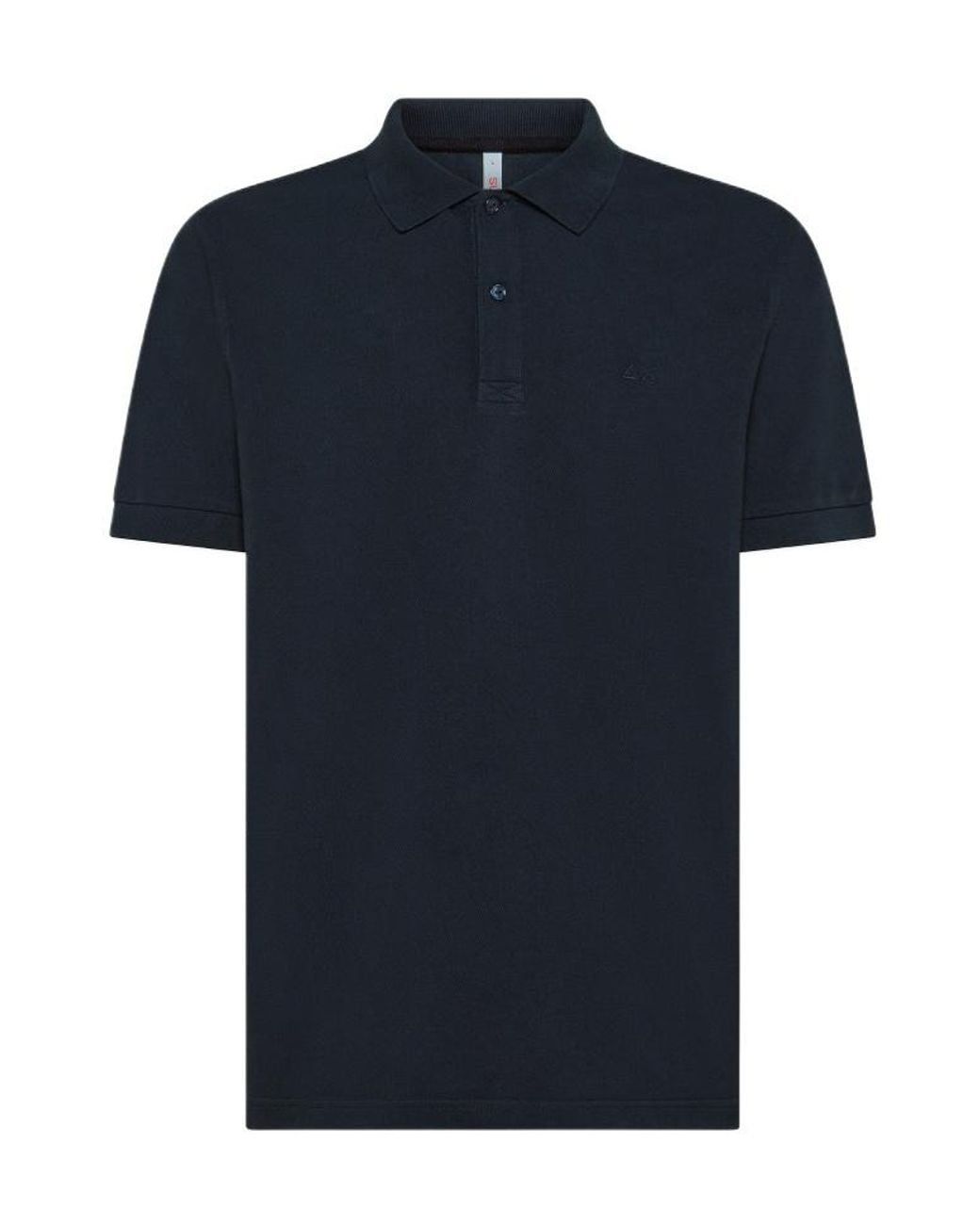 Sun 68 Blue Garment-Dyed Piqué Polo Shirt for men