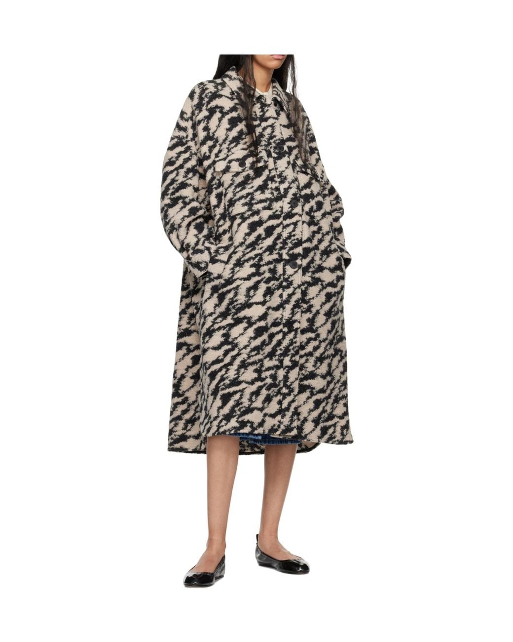 Isabel Marant Black Isabel Marant Étoile Fontizi Patterned Buttoned Coat