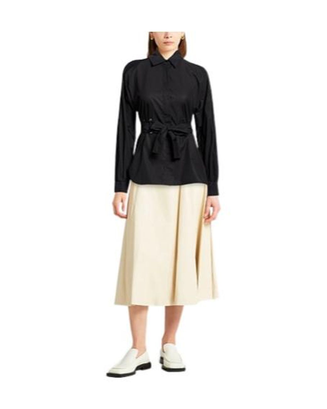 Max Mara Black Solid Long-Sleeve Shirt