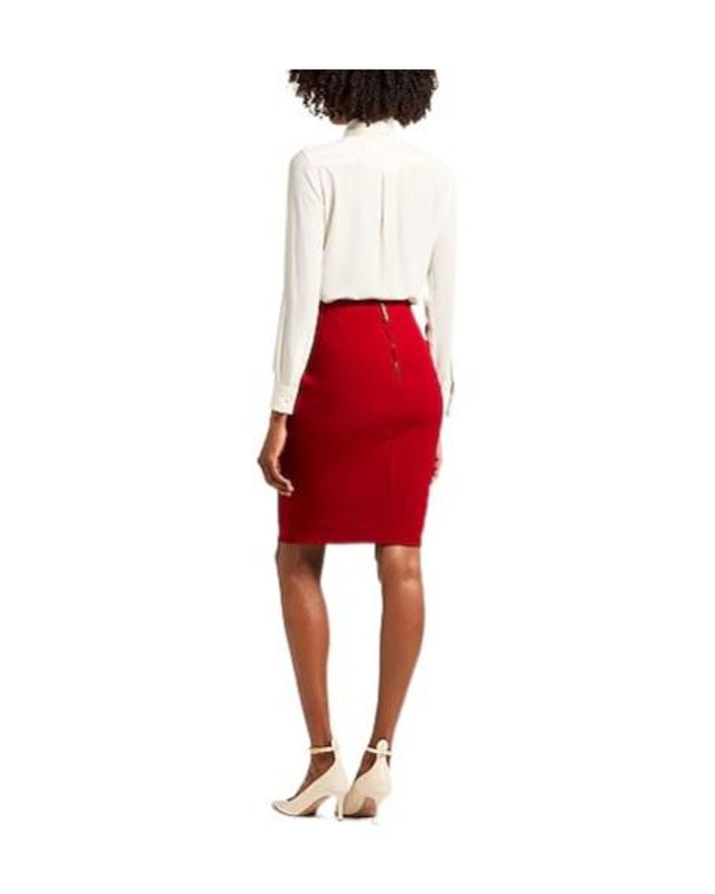 Saint Laurent Red Simple Pencil Skirt