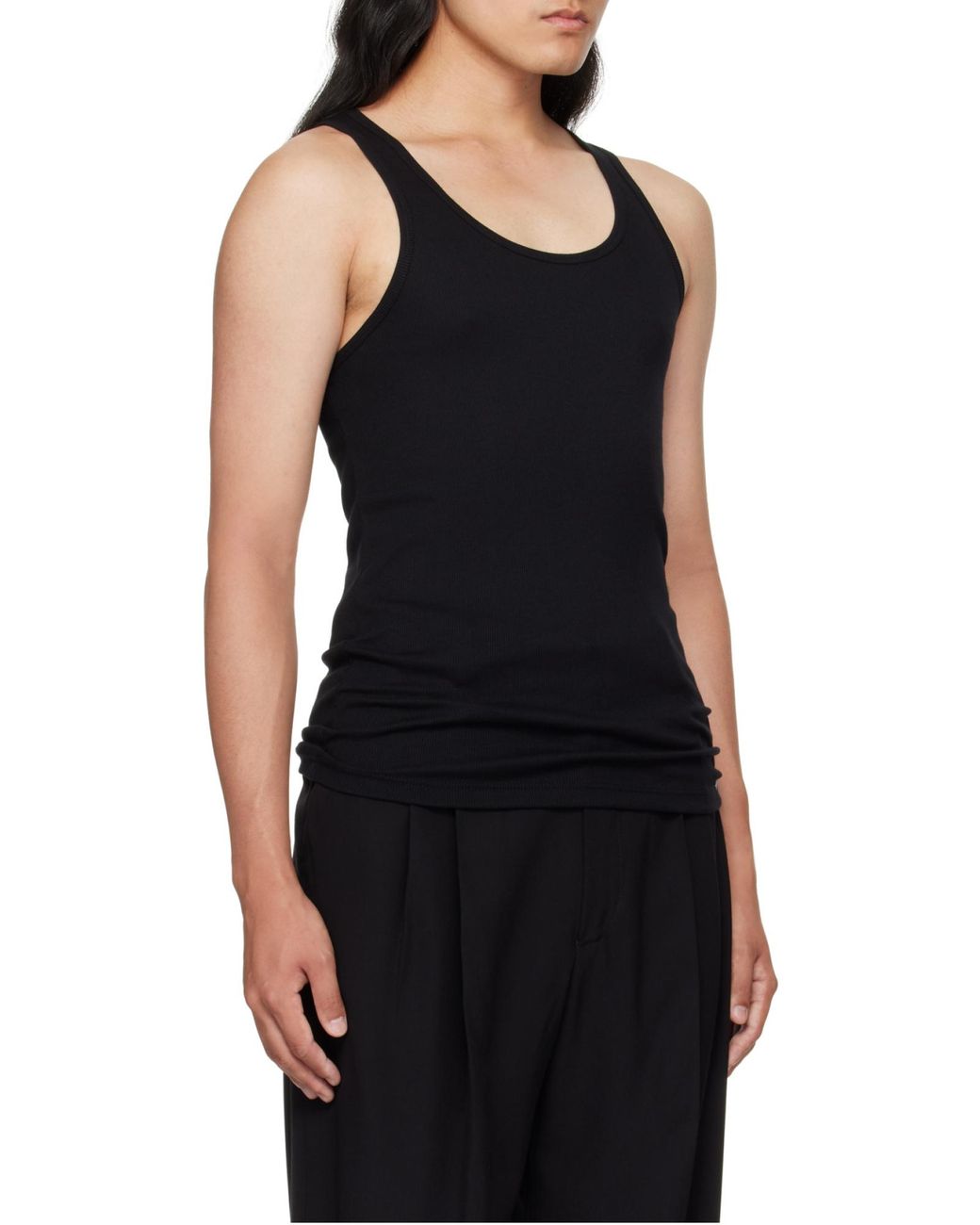 Tom Ford Black Ribbed Crewneck Tank Top for men