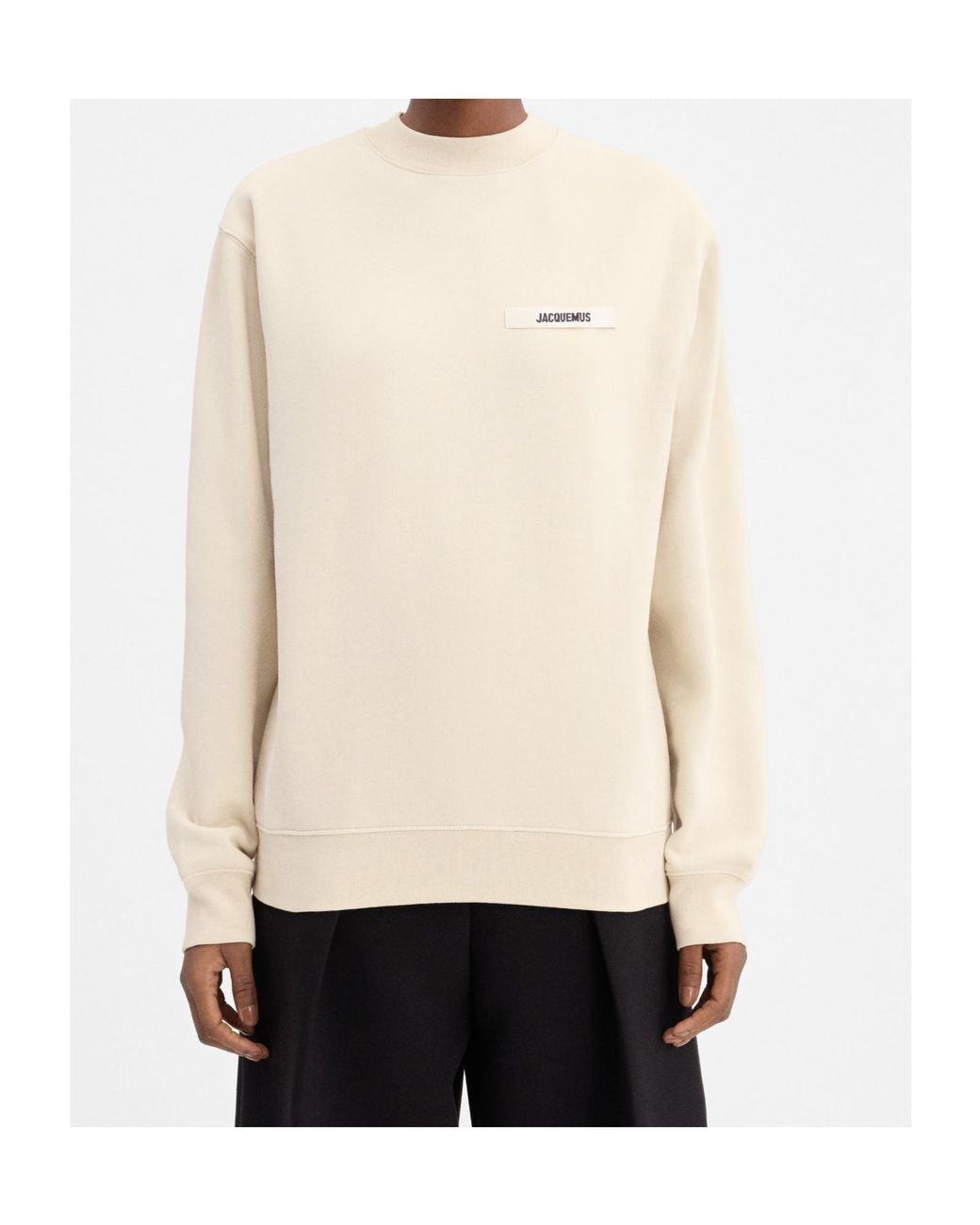 Jacquemus Natural Logo Patch Crew Neck Sweatshirt for men
