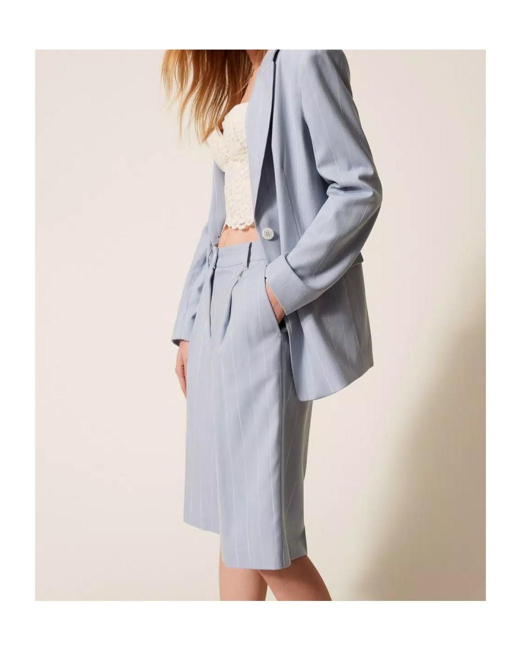 Twinset Blue Pinstripe Tailored Shorts