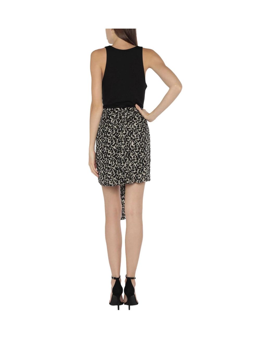 Isabel Marant Black Color-Blocked Asymmetrical Midi Skirt