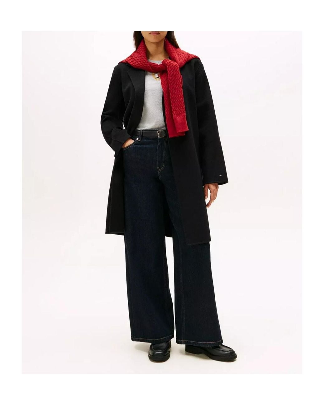 Tommy Hilfiger Red Belted Overcoat