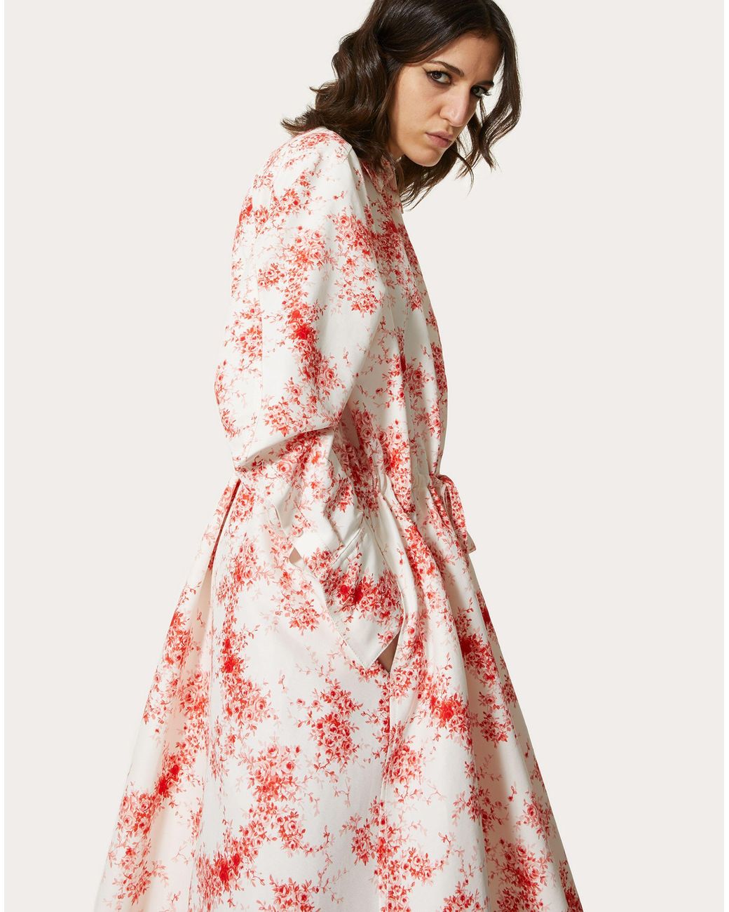 Valentino Pink Rose-Print Shirt Dress