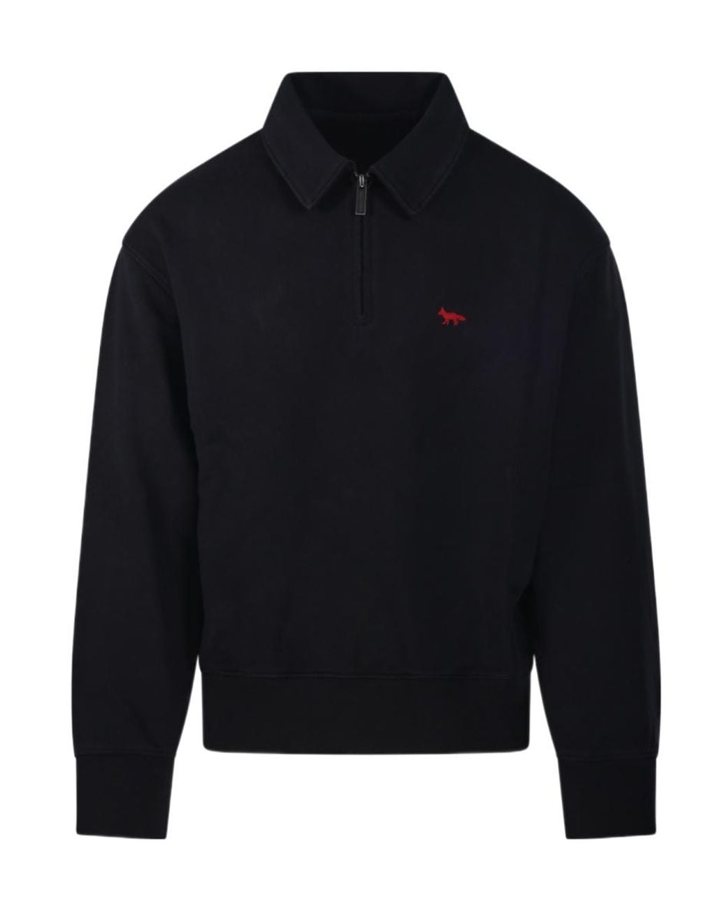 Maison Kitsuné Blue Maison Kitsuné Profile Fox Zip Polo Sweatshirt for men
