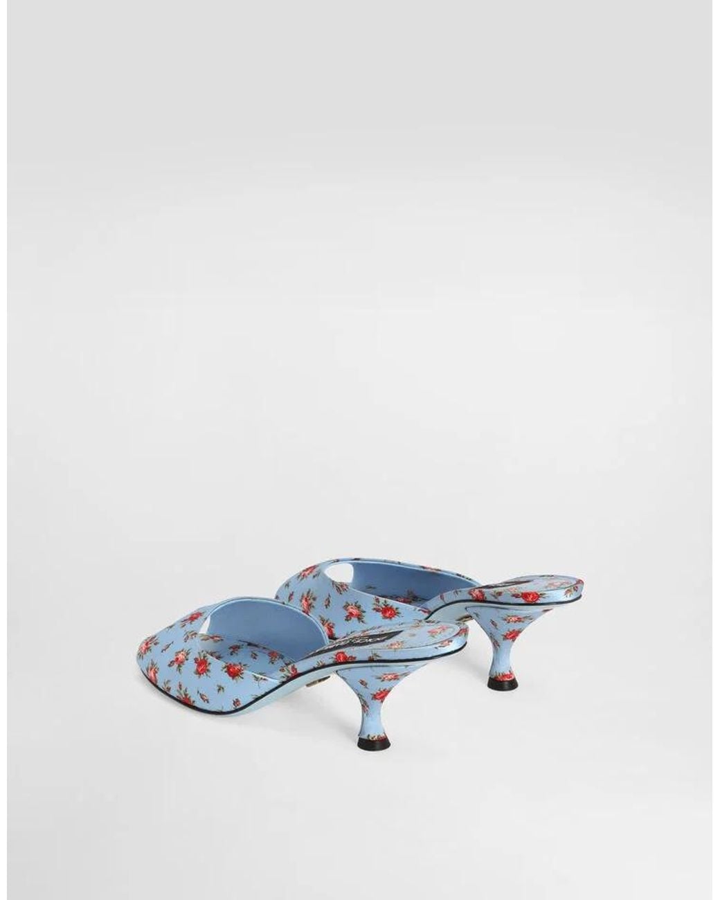 Dolce & Gabbana Blue Keira Floral Heeled Sandals