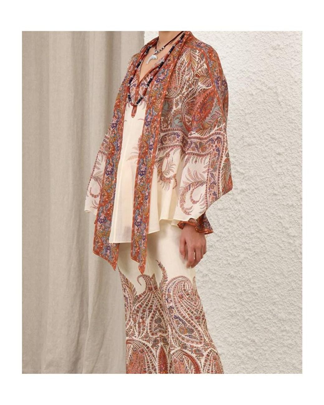 Zimmermann Brown Rhiannon Tie Neck Blouse