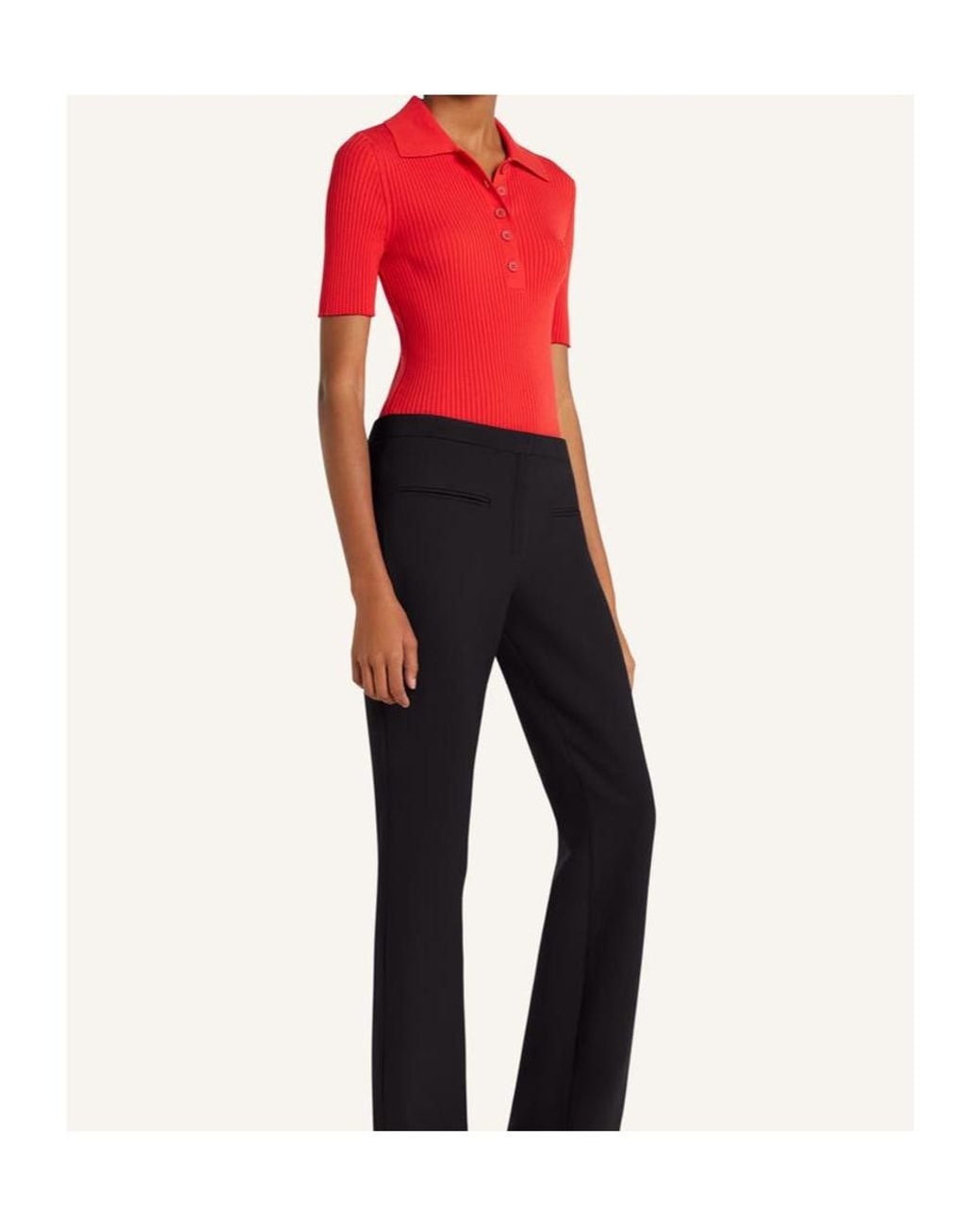 Courreges Red Courrèges Iconic Ribbed-Knit Polo Shirt