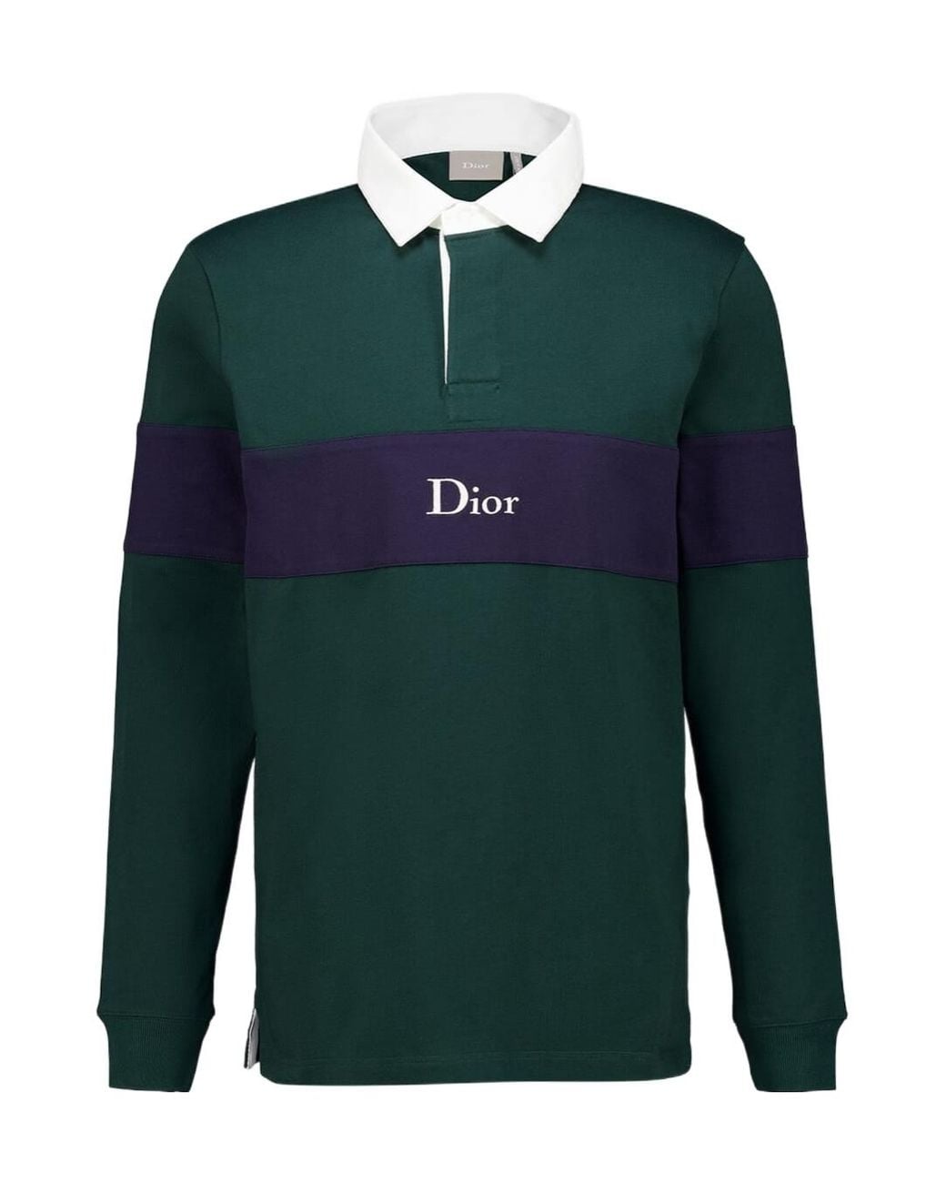 Dior Green Logo Long-Sleeve Polo Shirt for men