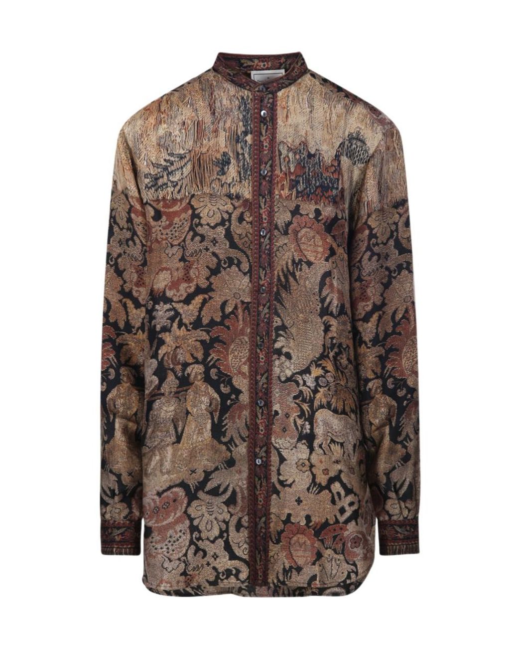 Pierre Louis Mascia Brown Aloes Printed Long-Sleeve Shirt