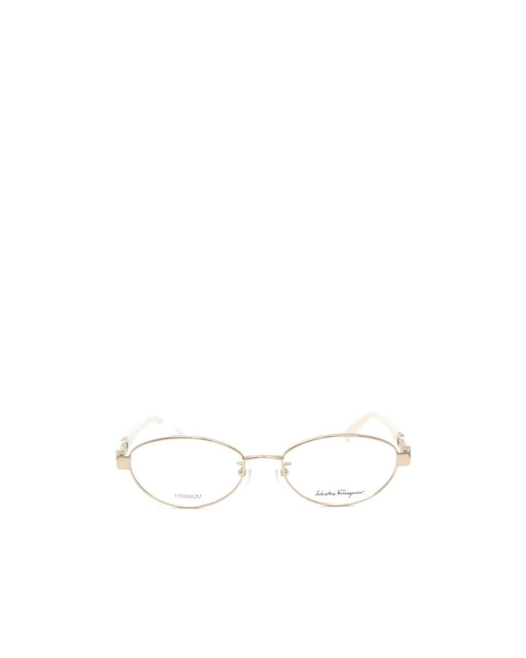 Ferragamo White Logo Clear Lens Glasses
