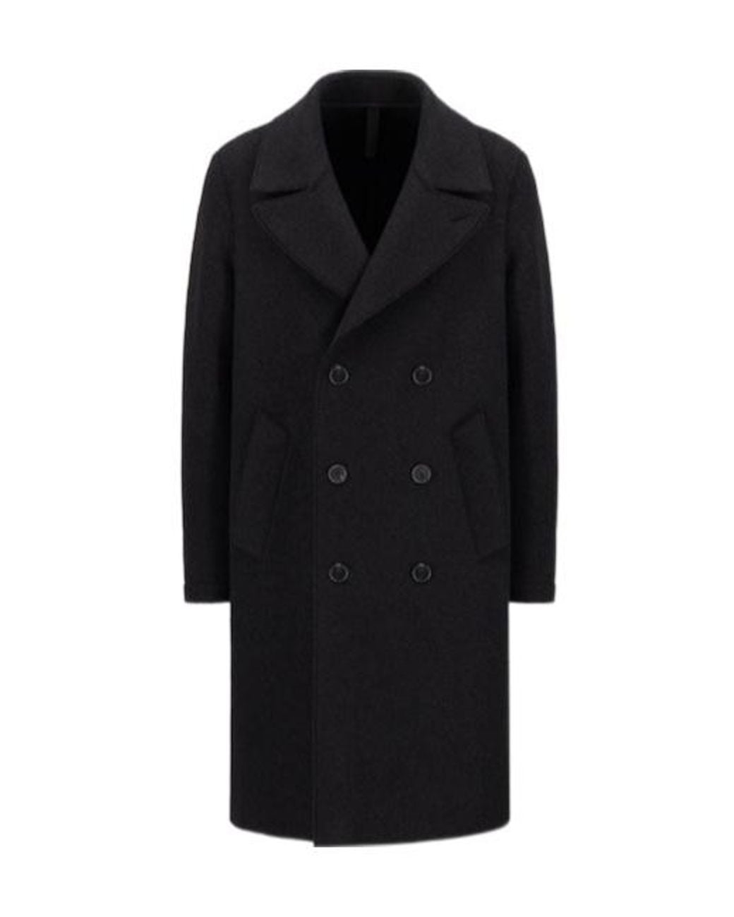 Harris Wharf London Black Double-Breasted Wool Coat for men
