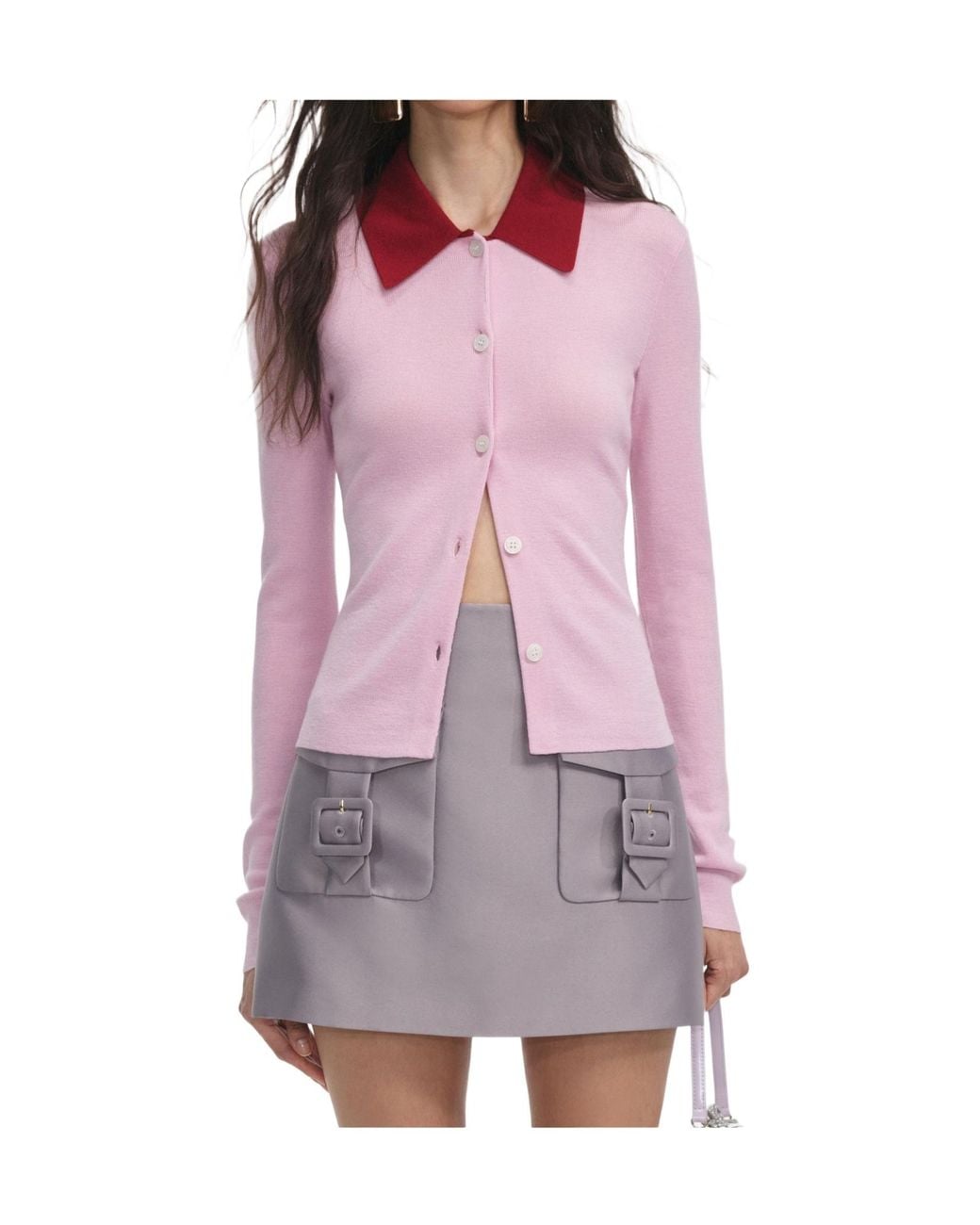 Self-Portrait Pink Buttoned Knitted Cardigan