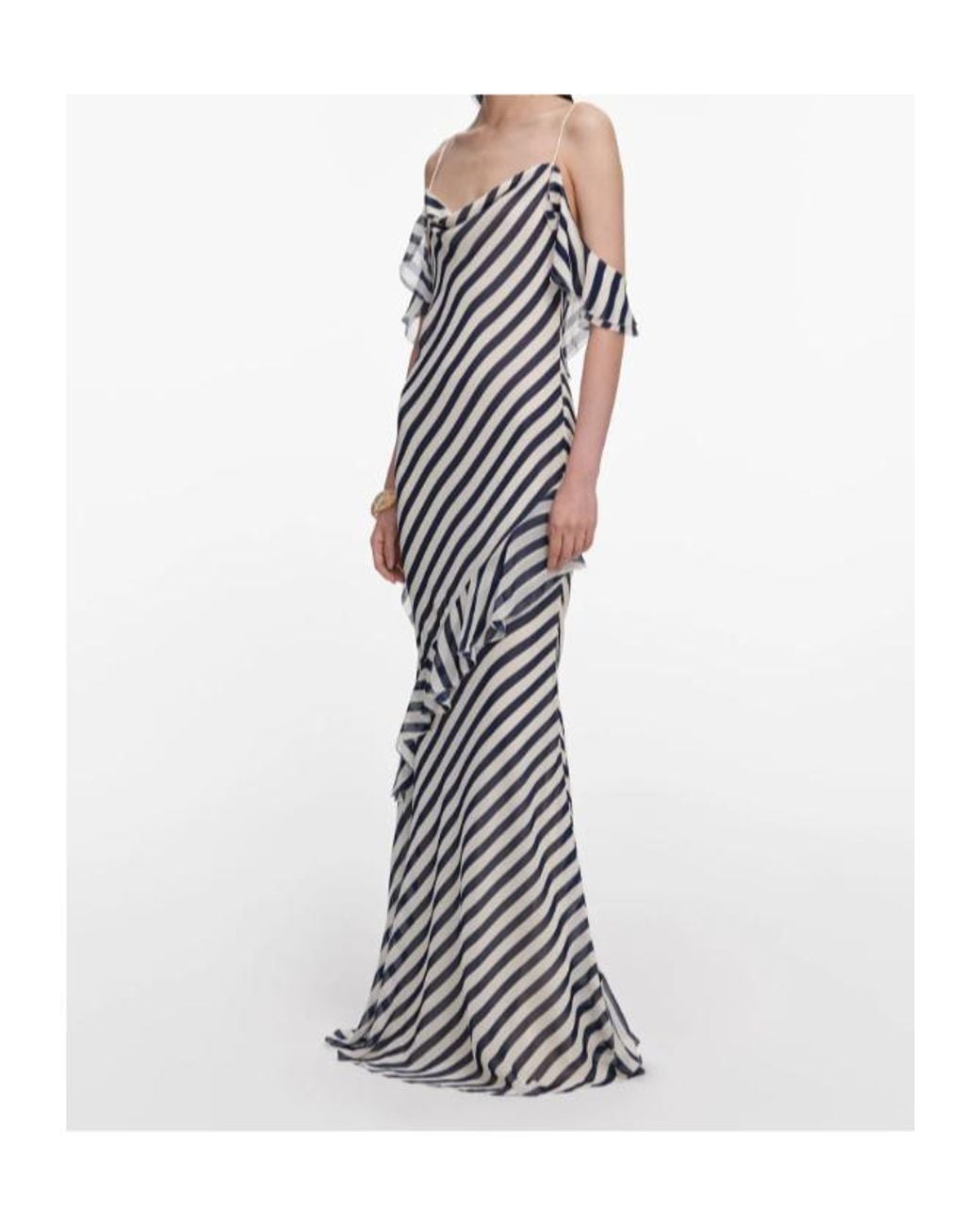 Self-Portrait Multicolor Stripe Georgette Maxi Dress