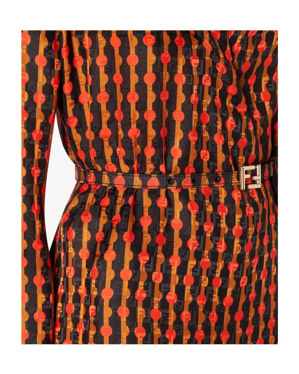 Fendi And Dots Jacquard Silk Dress in Brown | Lyst