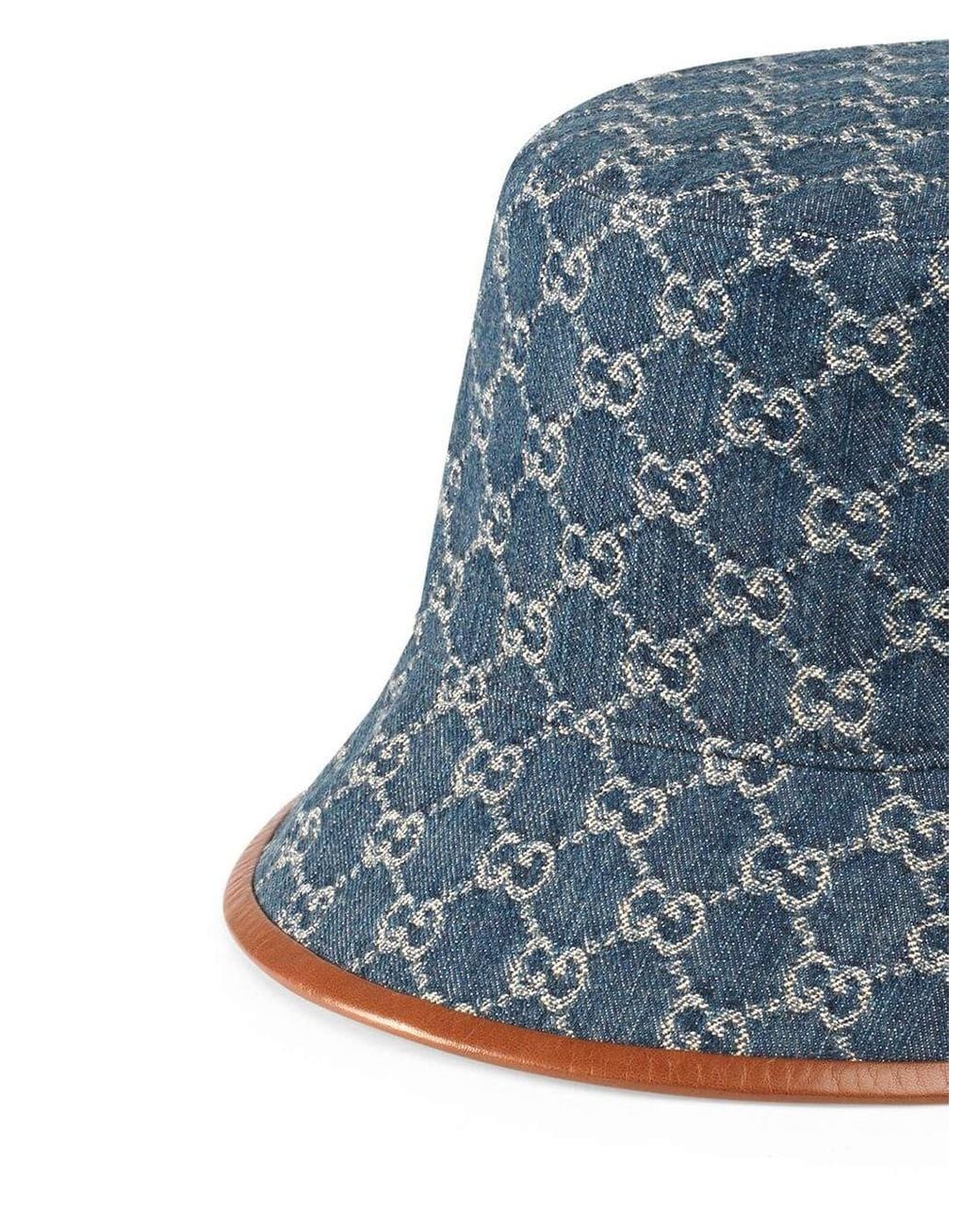 Gucci Blue Gg Supreme Leather-Trimmed Bucket Hat for men